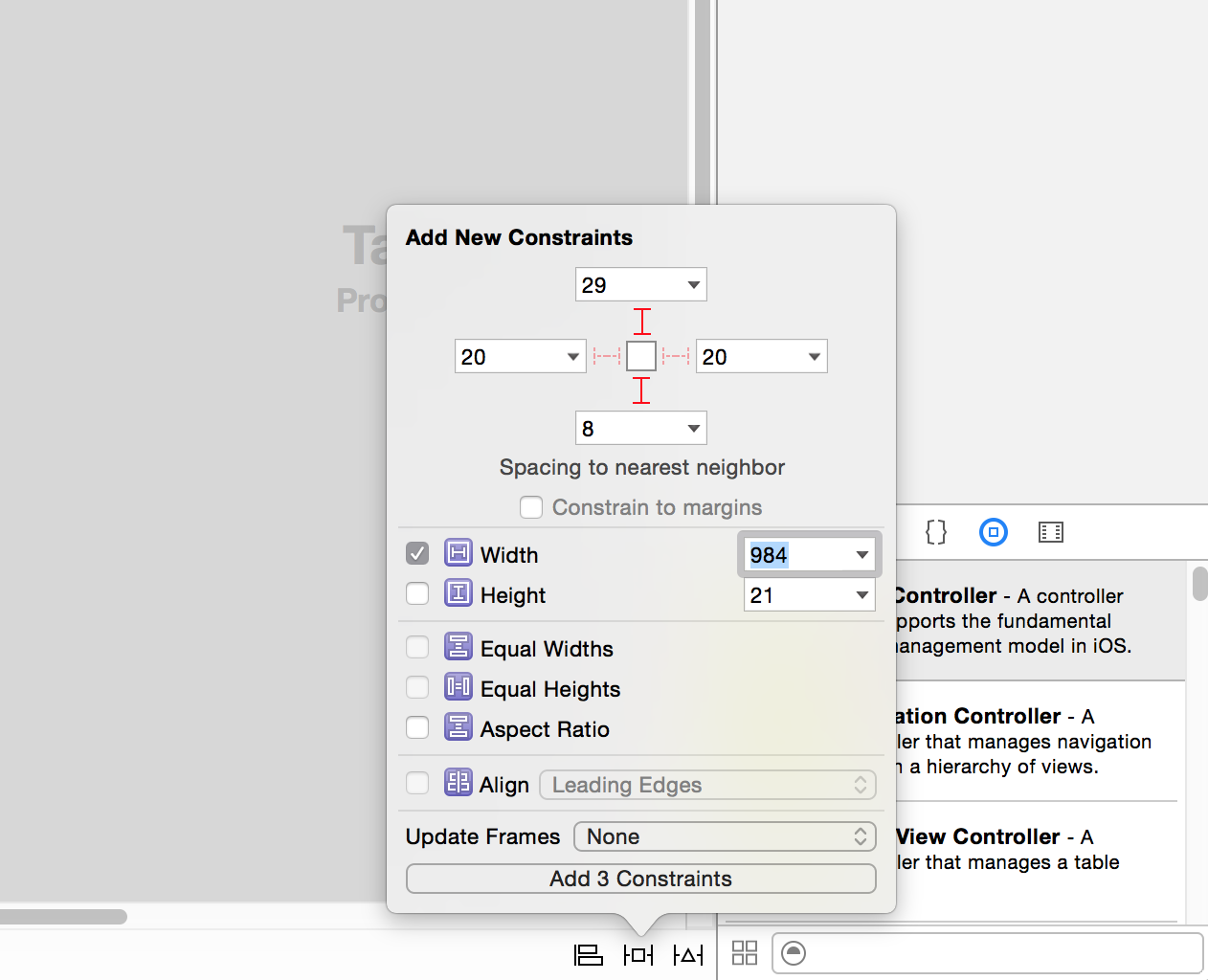 Constraints in Interface Builder